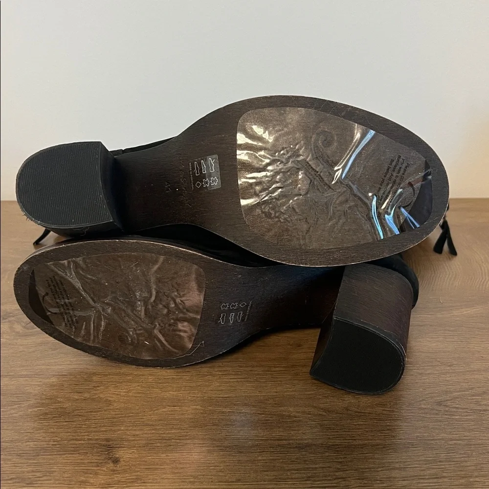 Free People Elle Block Heel Boots Black US 11
